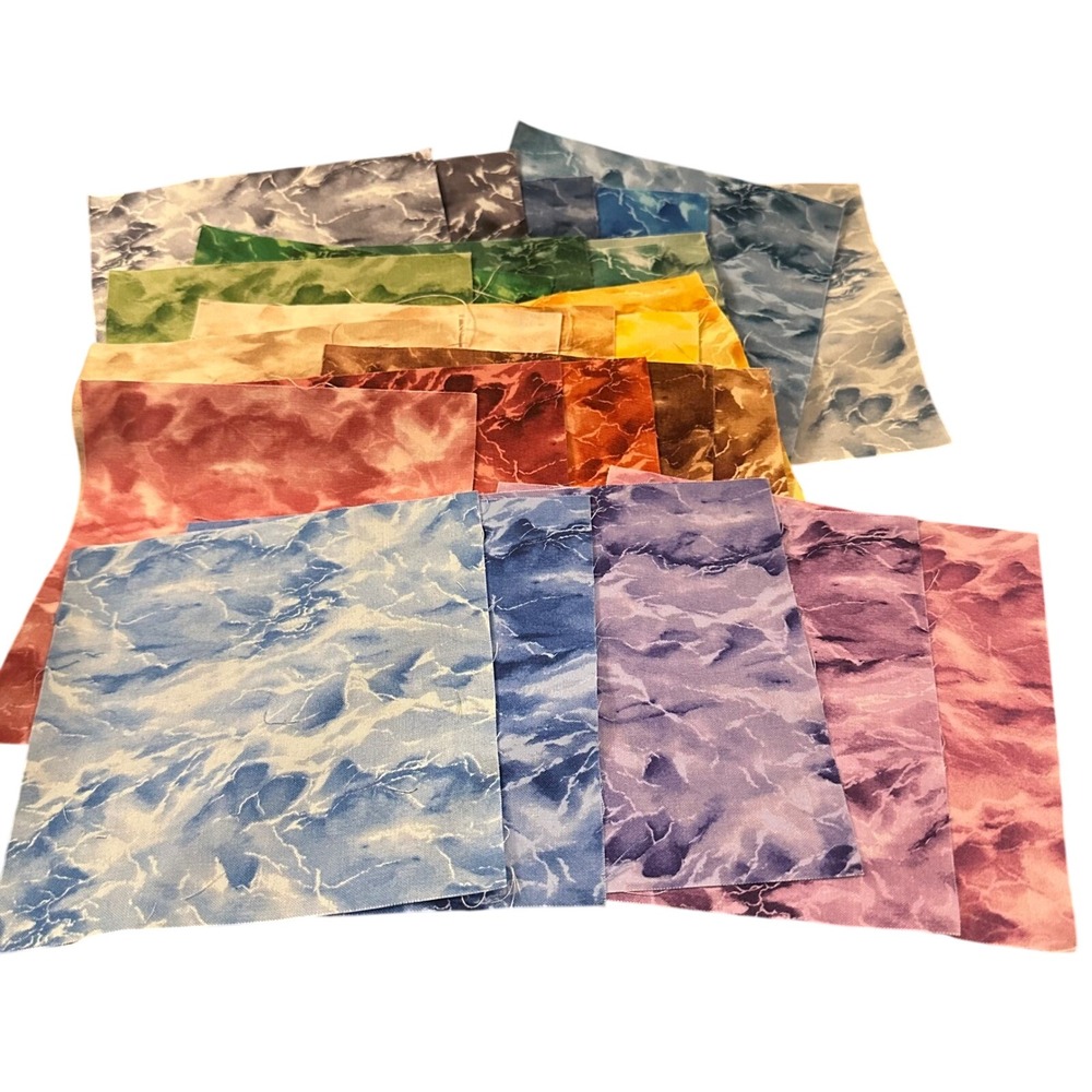 Cotton Quilt Squares Assorted Marble Water Print Fabric precuts Rainbow 6 inch